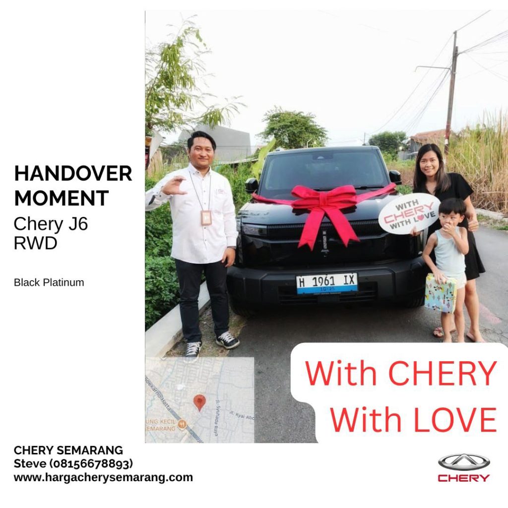 Penyerahan (handover) mobil baru Chery J6 RWD 2025 warna hitam di Semarang