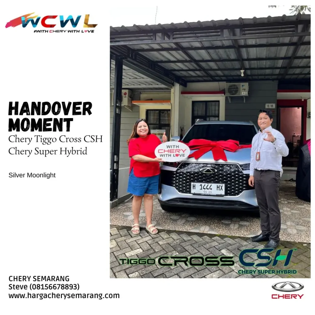 Penyerahan (handover) mobil baru Chery Tiggo Cross CSH 2026 warna silver (silver moonlight) di Semarang